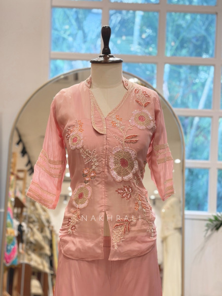 Asmi Pink Georgette Palazzo Set