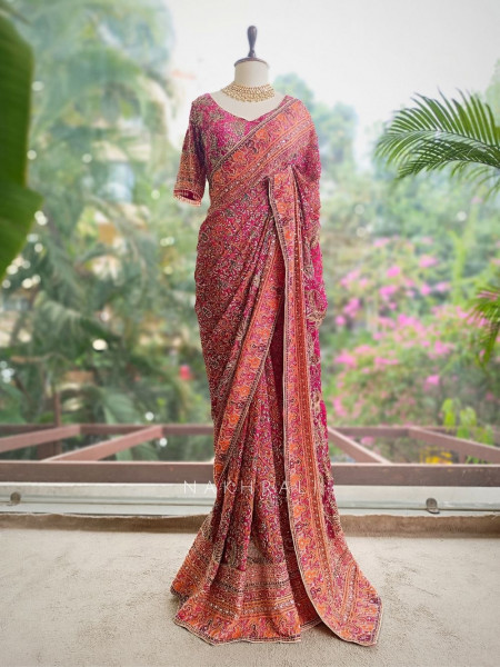 Kashmira Rani Printed Saree with Ornate Embroidery