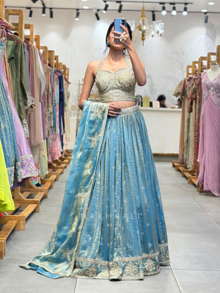 Kiara Blue Lehenga Set with Sequin Embroidery
