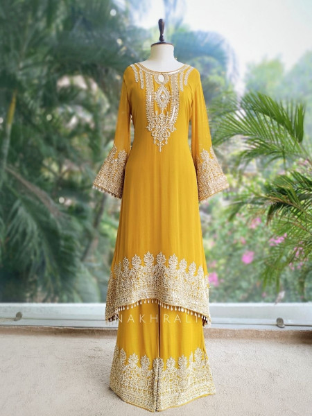 Vasira Mustard Zari Embroidered Suit Set