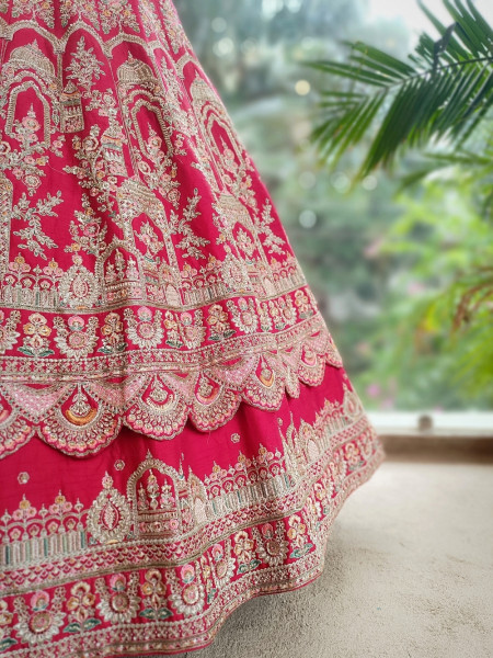 Samriddhi Red Bridal Lehenga with Zari and Sequin Work