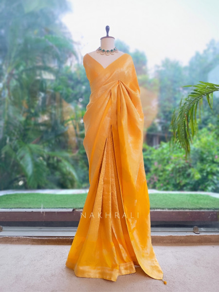 Noor-e-Kashi Katan Silk Yellow Saree With Banarasi Zari Brocade Weave