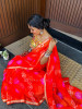 Ritvika Red Bandhani Work &amp; Silver Zari Border Saree