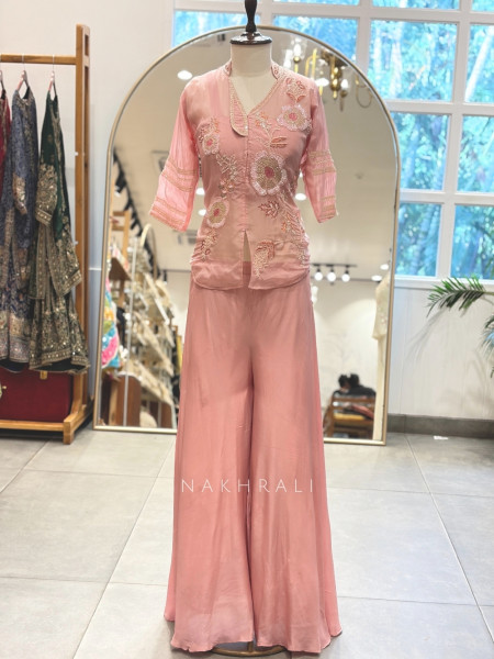 Asmi Pink Georgette Palazzo Set