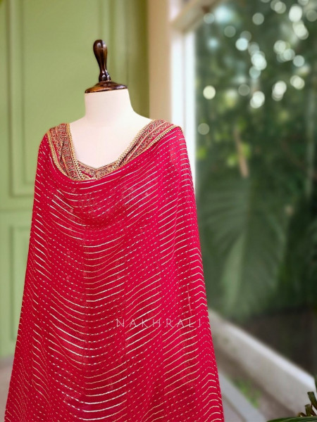 Rajmohini Red Printed Anarkali Suit Set with Embroidered Dupatta