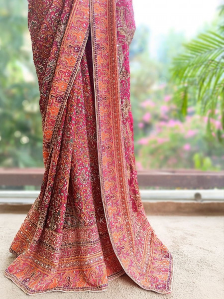 Kashmira Rani Printed Saree with Ornate Embroidery