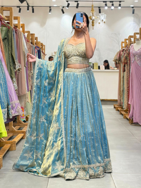 Kiara Blue Lehenga Set with Sequin Embroidery
