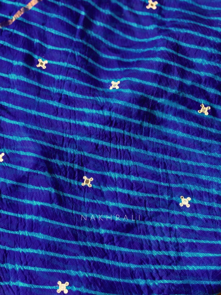 Chhavi Blue Leheriya Saree with Sequin Zari Work