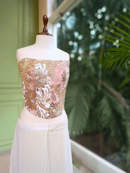 Sienna Ivory Zari Corset Drape Saree