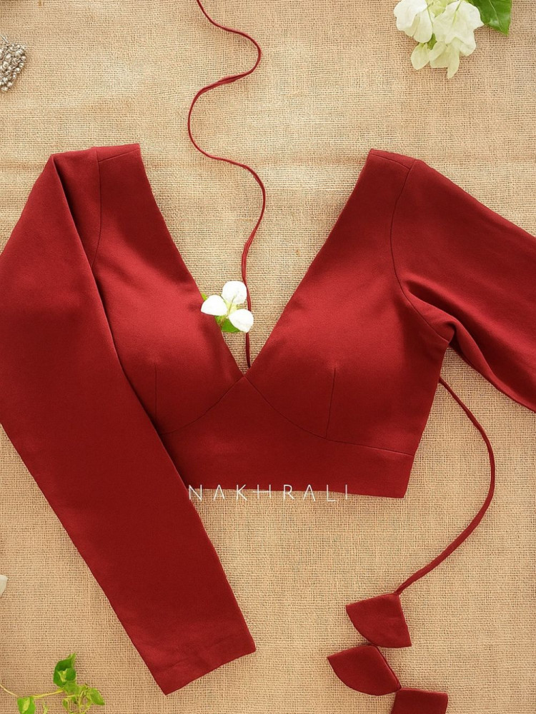 Image of Gajgamini Maroon solid Blouse Collection