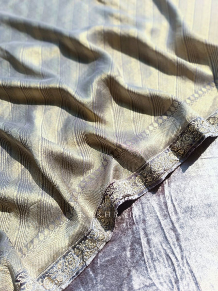 Aureline Grey Velvet Dress Material with Zari Embroidered Work