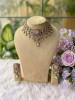 Padmarekha Pink Necklace Set With Stone-Encrusted Choker &amp; Drop Detailing
