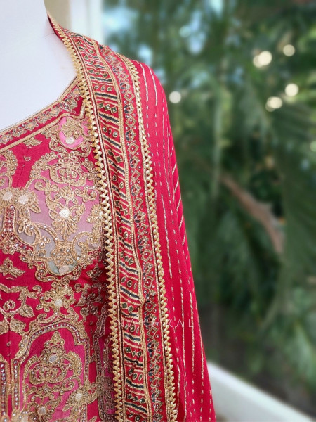 Rajmohini Red Printed Anarkali Suit Set with Embroidered Dupatta