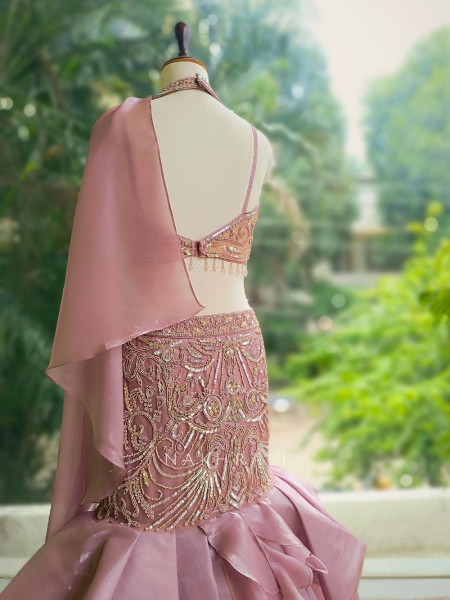 Lush Orchid Indowestern Lehenga with Beaded Sequin Work