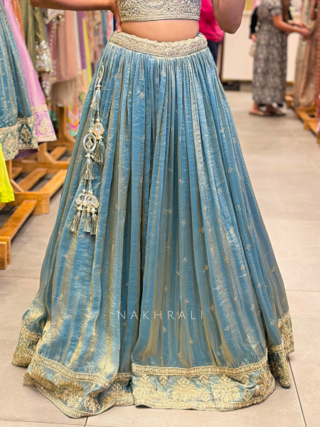 Kiara Blue Lehenga Set with Sequin Embroidery