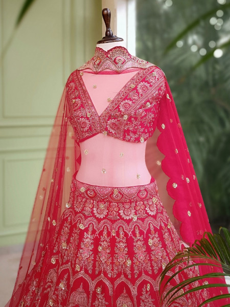 Samriddhi Red Bridal Lehenga with Zari and Sequin Work