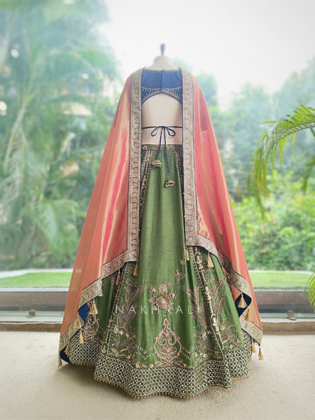 Vantara Multicolor Zari Jaal & Mughal Motif Work Lehenga