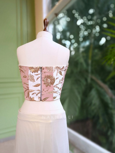 Sienna Ivory Zari Corset Drape Saree