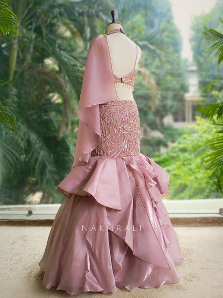Lush Orchid Indowestern Lehenga with Beaded Sequin Work