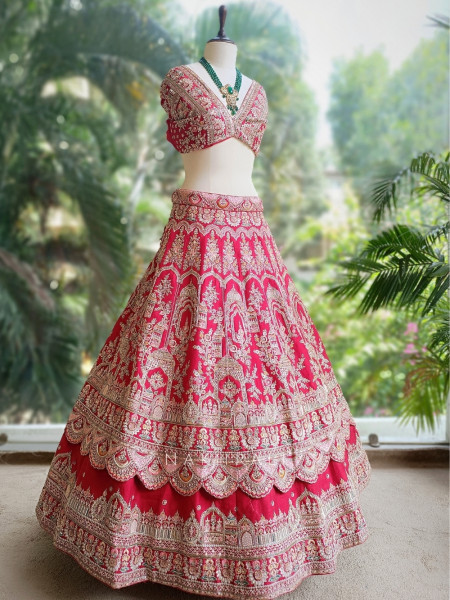 Samriddhi Red Bridal Lehenga with Zari and Sequin Work