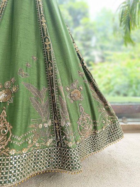 Vantara Multicolor Zari Jaal & Mughal Motif Work Lehenga
