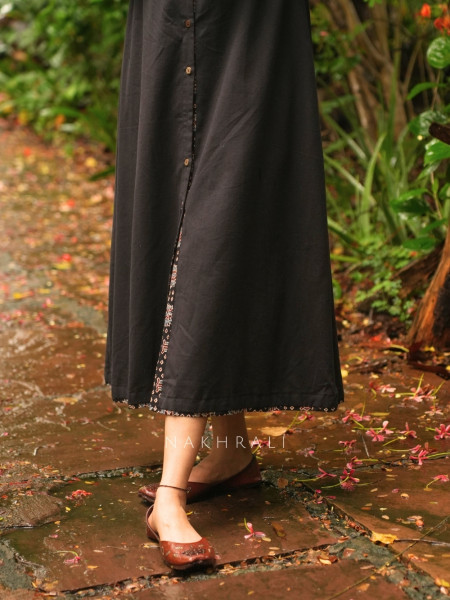 Sahir Black Cotton Button-Down Dress
