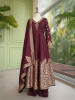 Begum-e-Khas Wine Anarkali Zari Suit Set