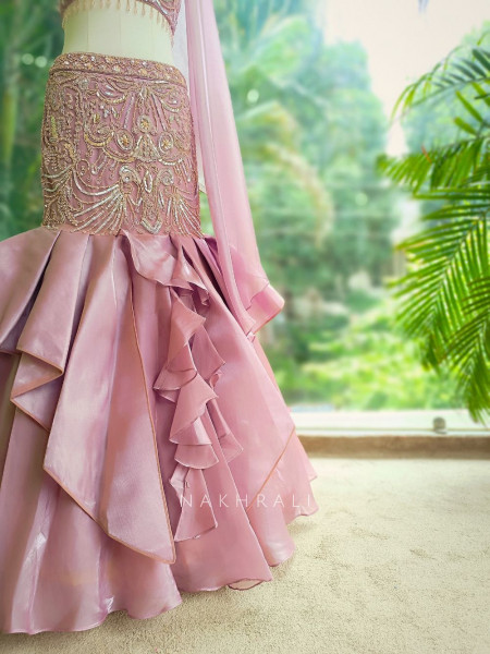 Lush Orchid Indowestern Lehenga with Beaded Sequin Work