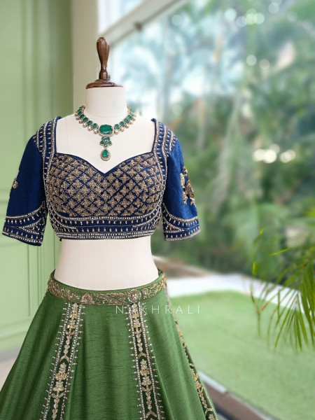Vantara Multicolor Zari Jaal & Mughal Motif Work Lehenga