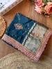 Koshira Teal Blue Pure Dola Silk Saree WIth Gotta Patti, Resham &amp; Scalloped Zari Border