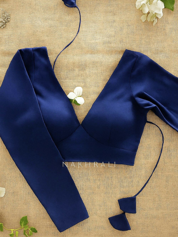 Image of Gajgamini  Navy Blue Solid Blouse Collection