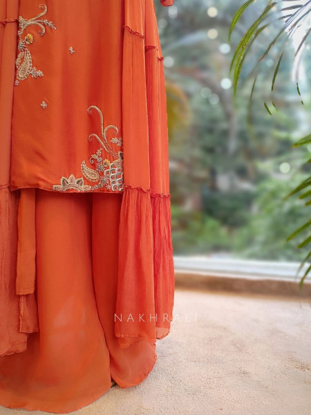Sunflare Chic Orange Indowestern Palazzo Set