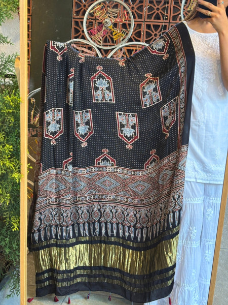 Sirelle Softfall Black Modal Silk Dupatta