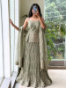 Cressida Green Shimmer Tissue Indo-Western Lehenga