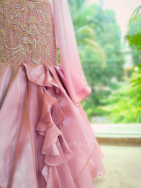 Lush Orchid Indowestern Lehenga with Beaded Sequin Work