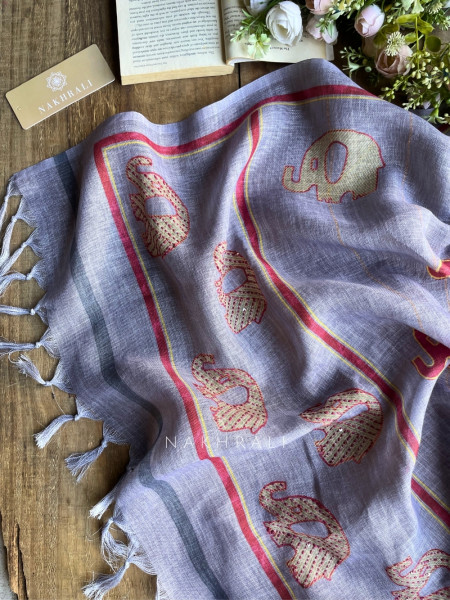 Gaj Grey Weave Dress Material