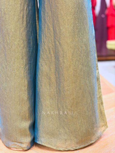 Anchal Olive Green Suit Set with Mirror Pearl Embroidery