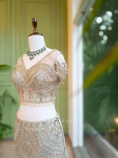 Mireya Ash Grey Designer Lehenga with Net Dupatta