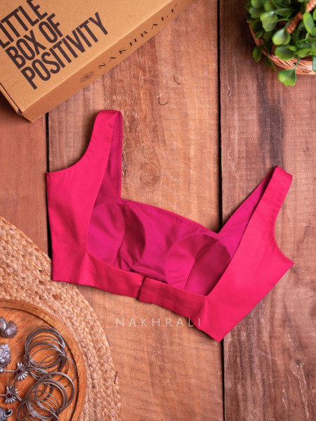 Mahee Rani Pink Silk Blouse with Broad Square Neck