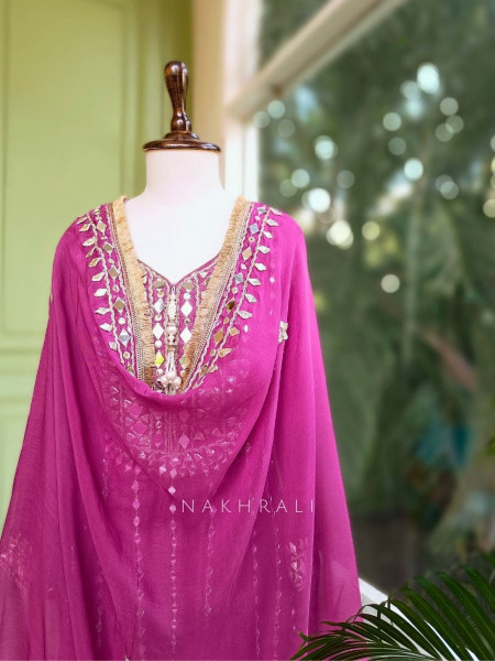 Aaranya Purple Mirror Embroidered Anarkali Set