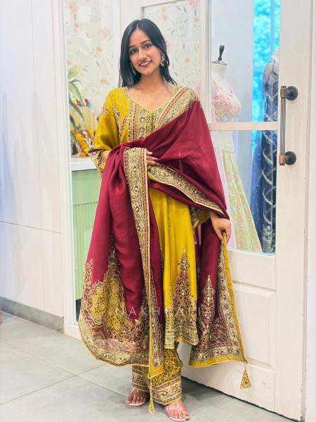 Harini Mustard Suit Set with Gota Patti Work