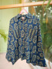 Banjara Blue Cotton Oversized Shirt with Tree Motif &amp; Chevron Pocket