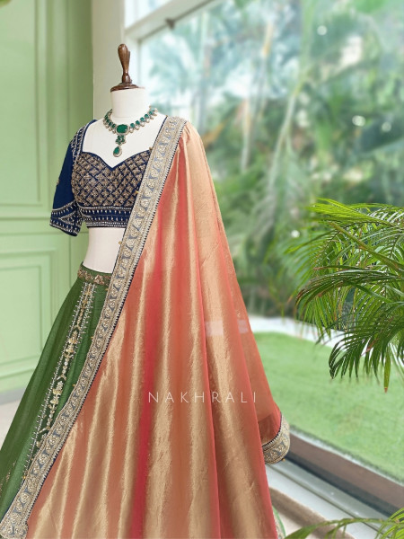 Vantara Multicolor Zari Jaal & Mughal Motif Work Lehenga