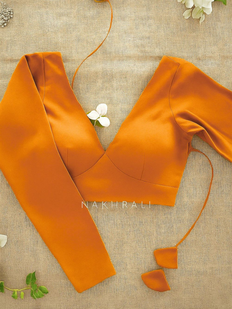 Image of Gajgamini  Orange Solid Blouse Collection