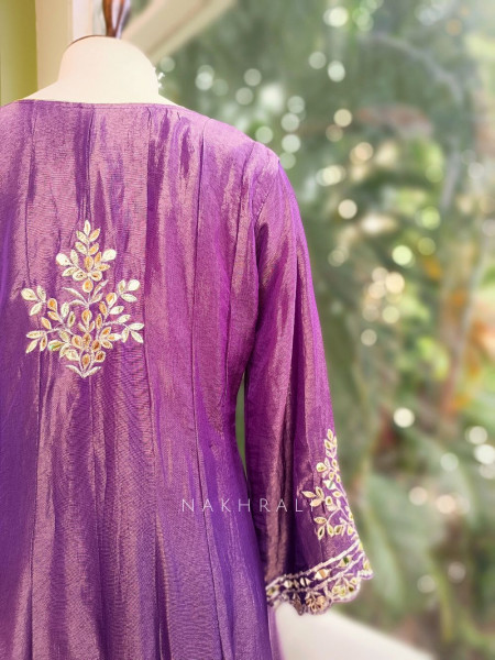 Tanira Purple Mirror Work Anarkali Set with Embroidered Dupatta
