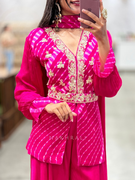 Set Kurta Palazzo Dupatta Rosso, Salwar Kameez Di Stilista Set Kurta Palazzo Dupatta Rosso, Salwar Kameez Di Stilista