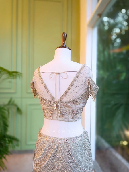 Mireya Ash Grey Designer Lehenga with Net Dupatta