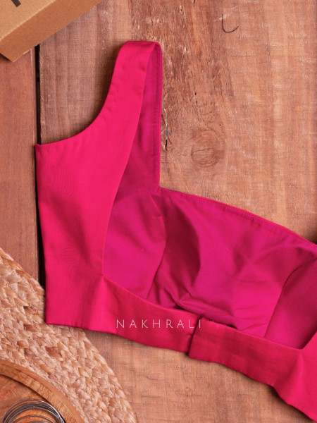 Mahee Rani Pink Silk Blouse with Broad Square Neck