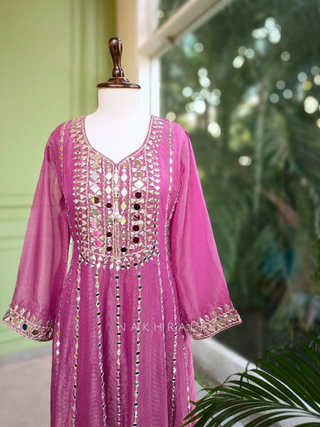 Aaranya Purple Mirror Embroidered Anarkali Set
