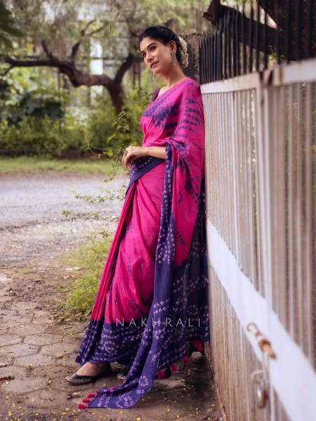 Riva Purple & Pink Tie-Dye Saree